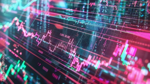 Abstract digital visualization of data, financial markets, or te