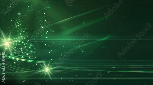 Abstract Green Christmas Tree with Twinkling Lights