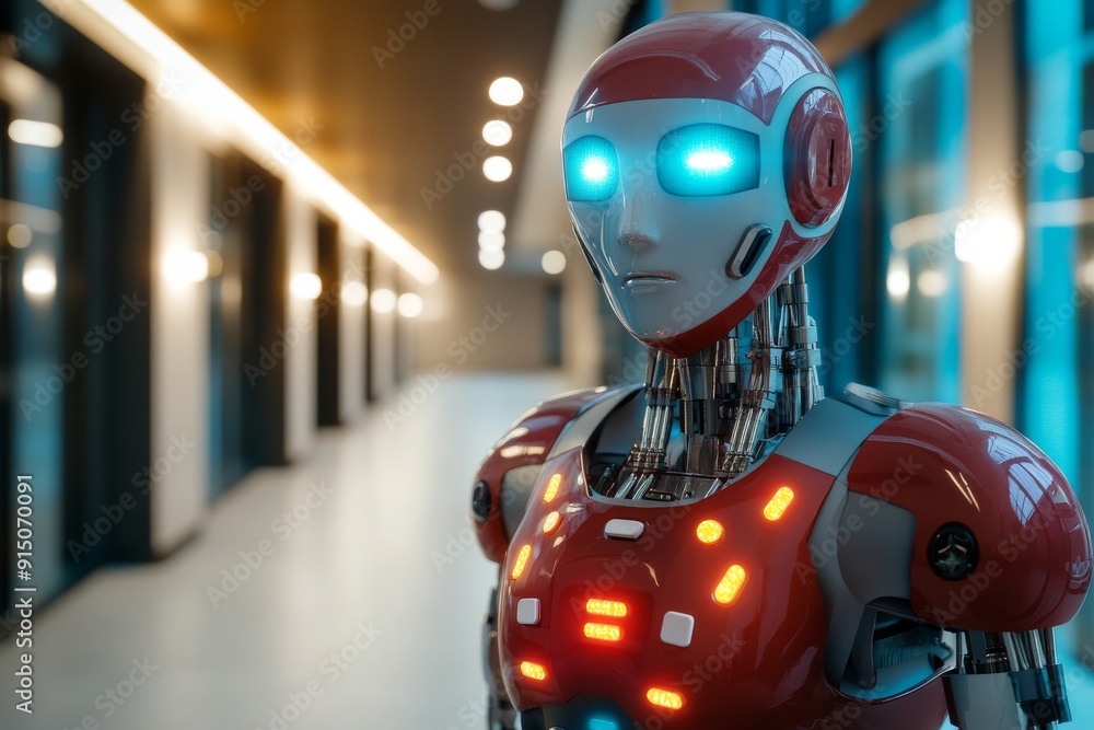 High Tech Robot in Neon Light Demonstrating Advanced Sensory Capabilities in Robotics. High Tech Robot in Neon Light Demonstrating Advanced Sensory Capabilities in Robotics.