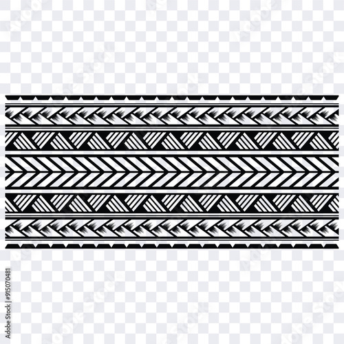 Polynesian tattoo tribal band design. Samoan tattoo tribal border. Decorative seamless pattern.