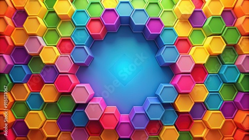Abstract geometric hexagon background with bright colors and sharp angles, geometric, hexagon, abstract, background, colorful