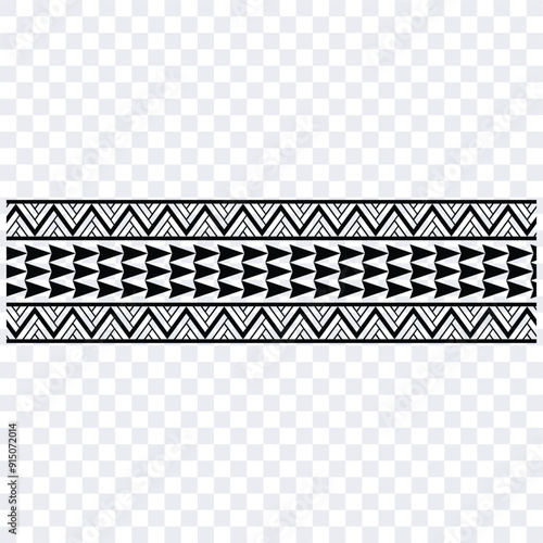 Polynesian tattoo tribal band design. Samoan tattoo tribal border. Decorative seamless pattern.