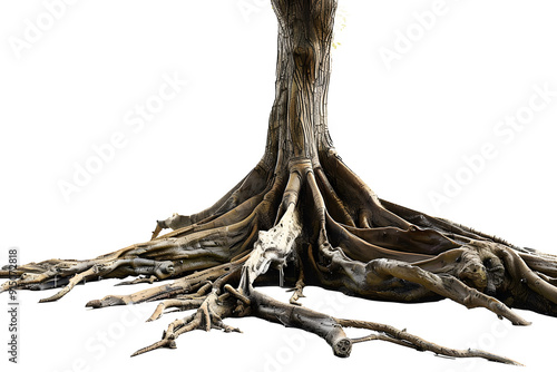 Naklejka root of tree isolate on white background