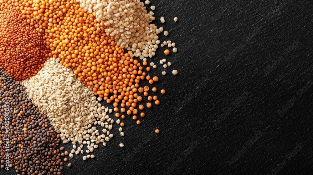 Assortment of lentils on black background. Assortment of lentils on black background.