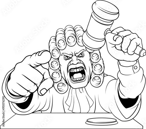 An angry judge cartoon char...