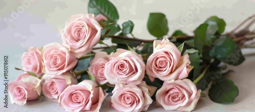 Delicate Pink Roses in a Romantic Bouquet