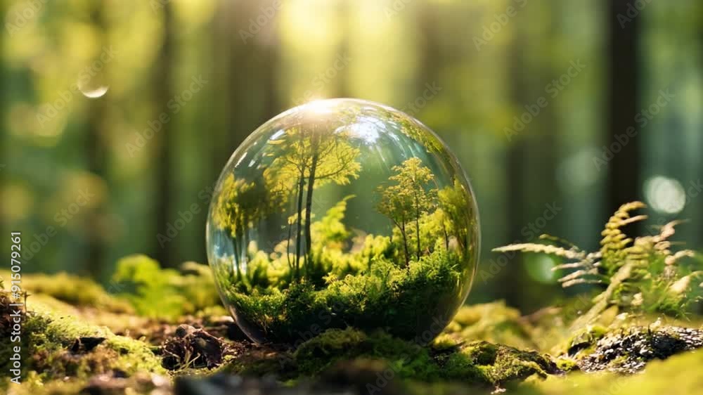 Environmental concept ,globe on moss in forest. Environmental concept ,globe on moss in forest.