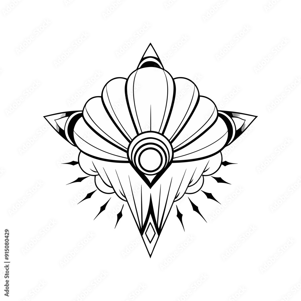 Fototapeta premium Y2k abstract shape outline vector icon. Abstract geometric icon in trendy retro 2000s style. Space cosmos galaxy concept