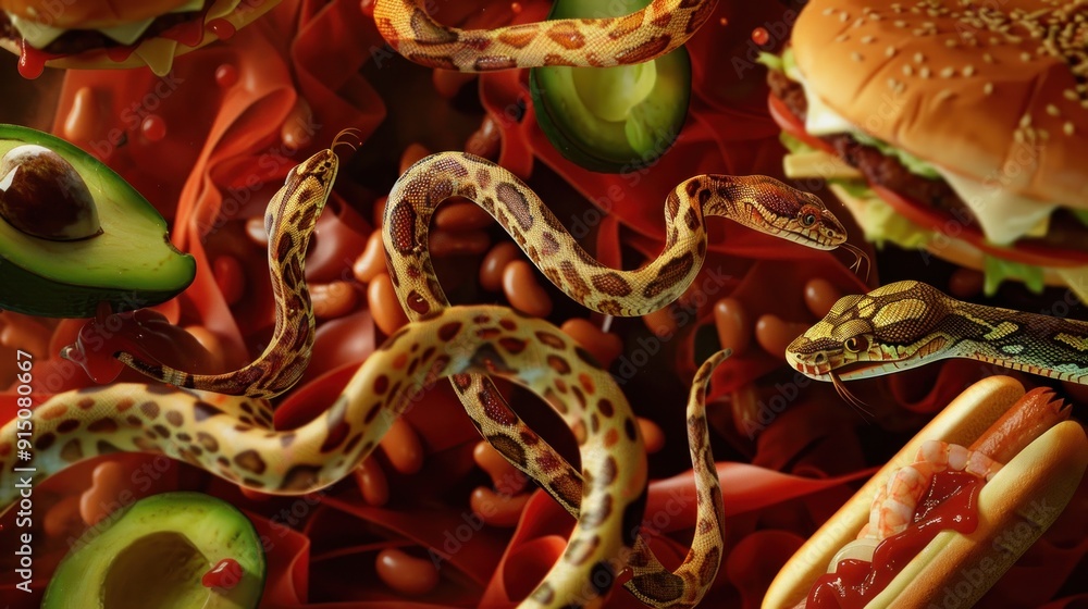Snakes and Fast Food - A Surreal Food Photography Snakes and Fast Food - A Surreal Food Photography