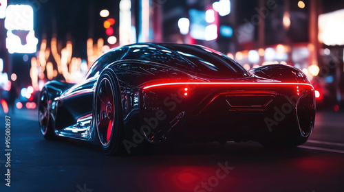 Futuristic Supercar on Night City Roads