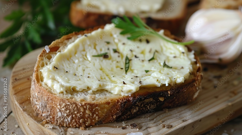 Bruschetta, a slice of bread with cheese paste Bruschetta, a slice of bread with cheese paste