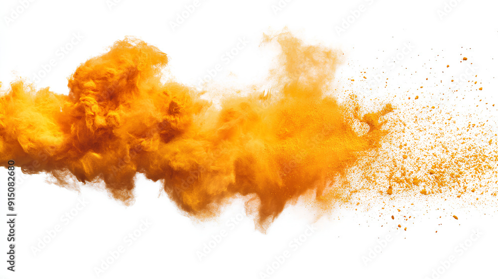 orange powder pulver explosion isolated on white orange powder pulver explosion isolated on white