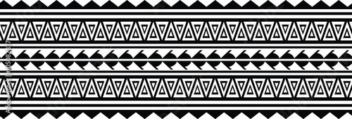 Polynesian tattoo tribal band design. Samoan tattoo tribal ornament border. Decorative seamless pattern.