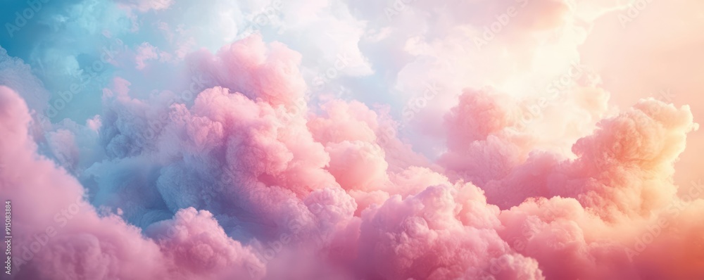 Soft, pastel pink and blue clouds with a warm glow. Soft, pastel pink and blue clouds with a warm glow.