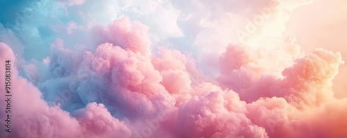 Soft, pastel pink and blue clouds with a warm glow.