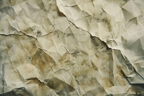 close up horizontal image of a textured worn crumpled paper background, mockup space