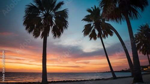 sunset over the beach