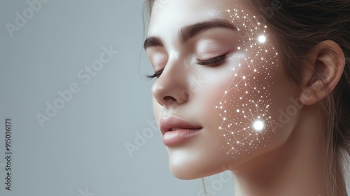 Young Woman with Perfect Skin Illustrating Neurocosmetics Concept