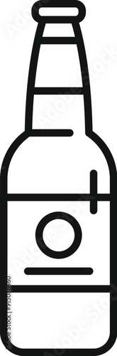 Glass beer bottle with blank label and cap is standing