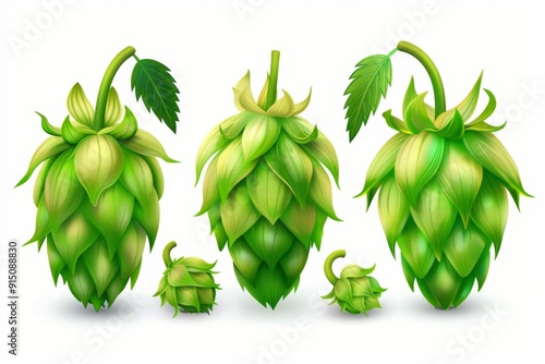Wallpaper Mural Hop cones icon, beer brewery symbol, humulus lupulus flower cones, hop plant beer manufacturing ingredient Torontodigital.ca