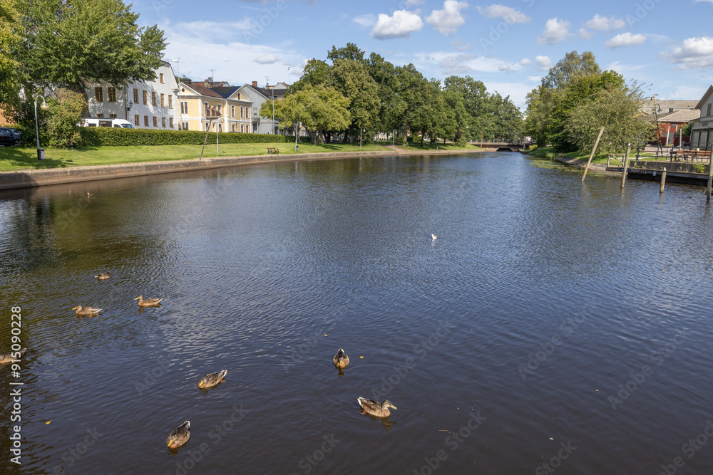 Φωτογραφία View of the river in the town of Kristinehamn,Sweden
