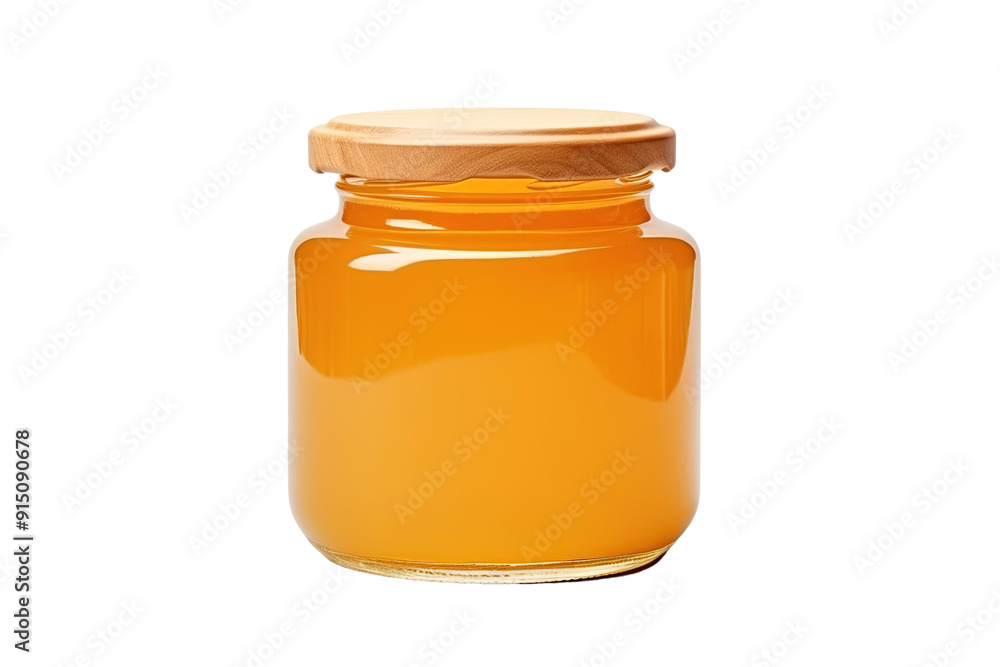 Golden Honey Jar Gathered From Blossoming Fields in a Serene Afternoon Light on Transparent PNG Background. Golden Honey Jar Gathered From Blossoming Fields in a Serene Afternoon Light on Transparent PNG Background.