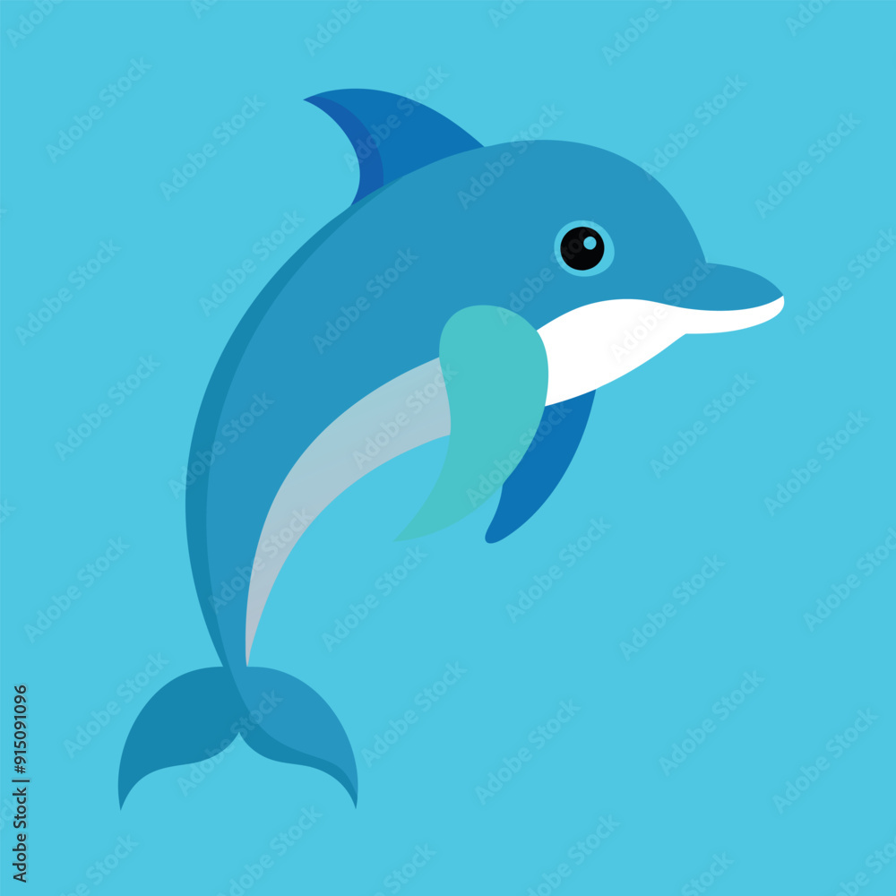 Fototapeta premium Bottlenose dolphin vector art illustration.