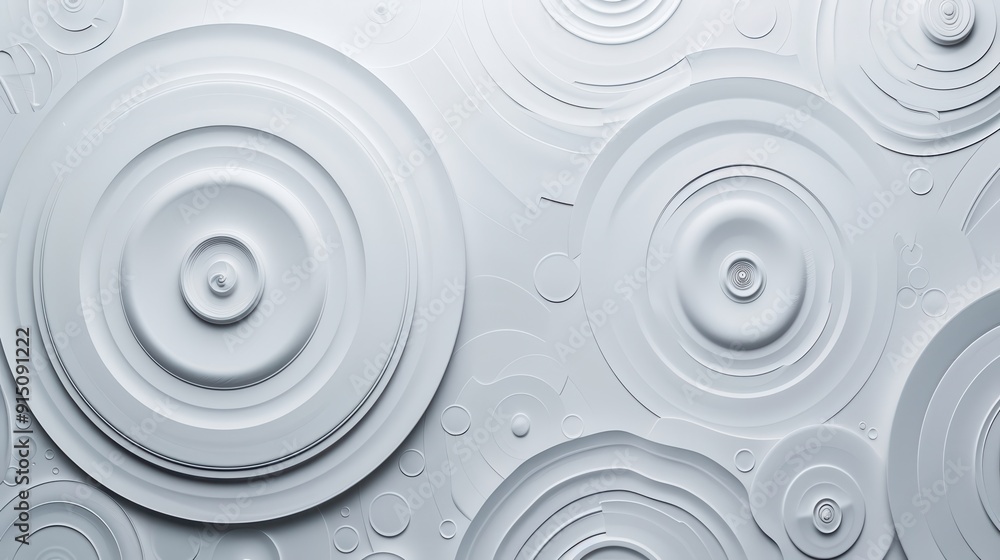 Obraz premium Rippled circles in white create a textured and modern visual effect, suggesting water interaction and artistic design