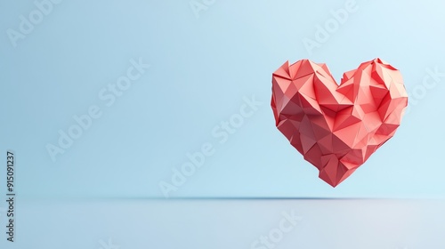 Wallpaper Mural Modern Geometric Heart Icon in Vibrant Colors for Romance Themes with Banner Space for Text | Isolated 3D Graphic Design Element for Various Media Torontodigital.ca