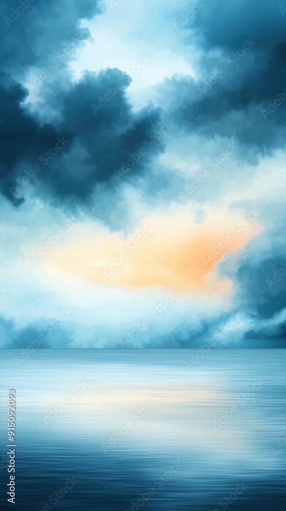 Rainy evening sky, dark clouds, reflective atmosphere, watercolor style Rainy evening sky, dark clouds, reflective atmosphere, watercolor style