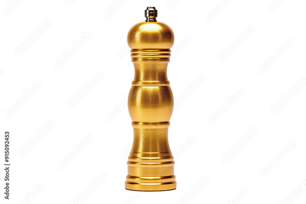 Elegant Golden Pepper Mill Standing Proudly Against a Minimalist Background in Bright Lighting on Transparent PNG Background. Elegant Golden Pepper Mill Standing Proudly Against a Minimalist Background in Bright Lighting on Transparent PNG Background.
