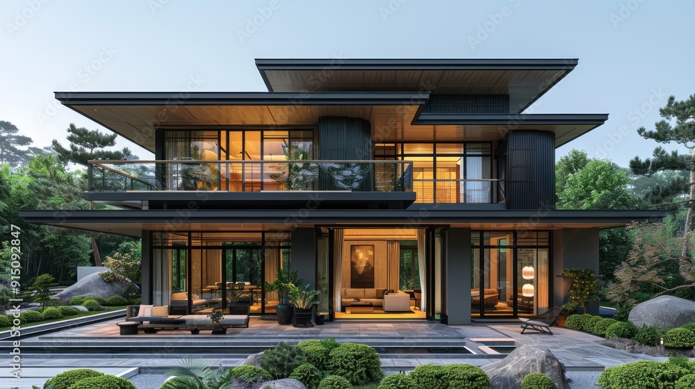 Modern Architecture with a Japanese Garden Modern Architecture with a Japanese Garden