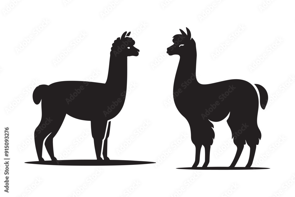 Alpaca silhouette vector illustration Alpaca silhouette vector illustration