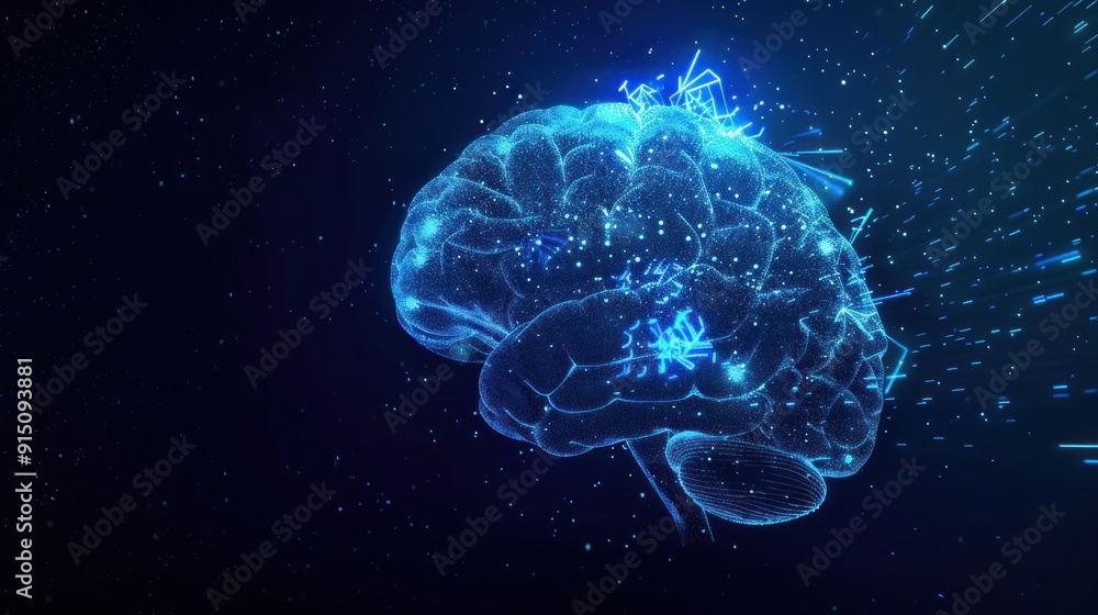 Digital Brain with Glowing Lines Digital Brain with Glowing Lines