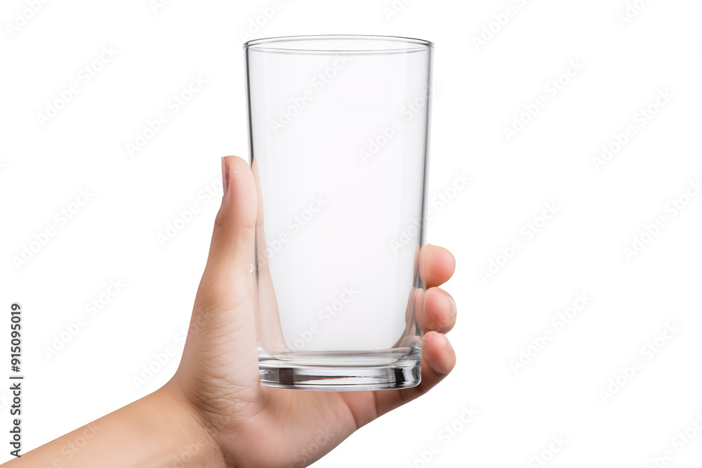 Hand Holding an Empty Glass Ready for Refreshing Beverage in Bright Light on Transparent PNG Background. Hand Holding an Empty Glass Ready for Refreshing Beverage in Bright Light on Transparent PNG Background.