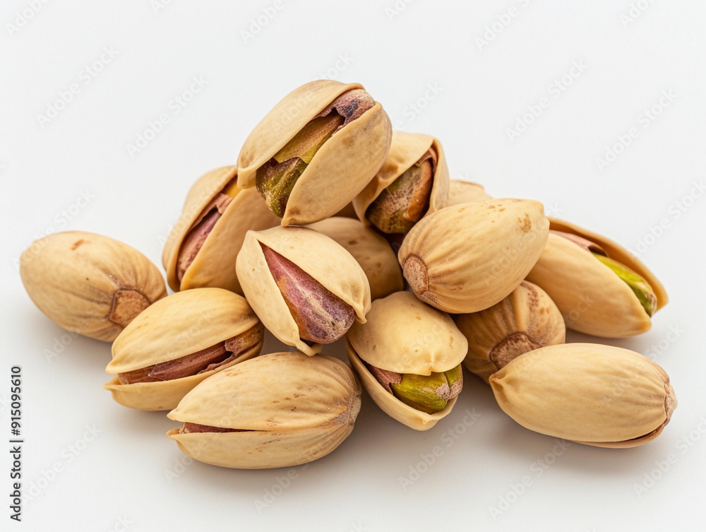 Pile of shelled pistachios on a white background Pile of shelled pistachios on a white background