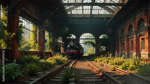 ancient train station. smooth looping 4K videos photo