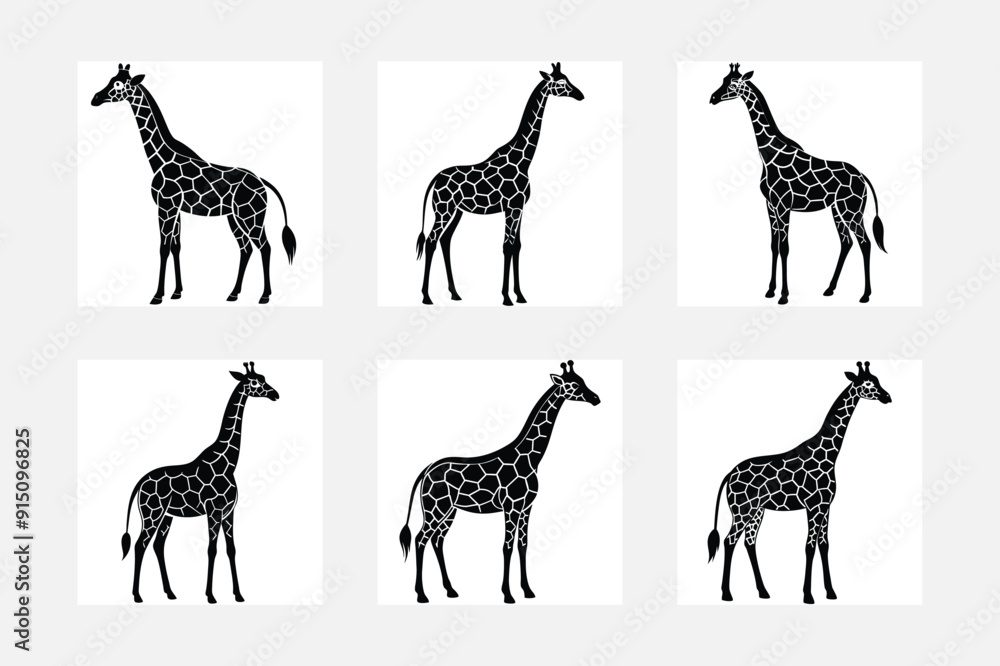 Obraz premium Lovely Minimal Giraffe Silhouette Illustrations