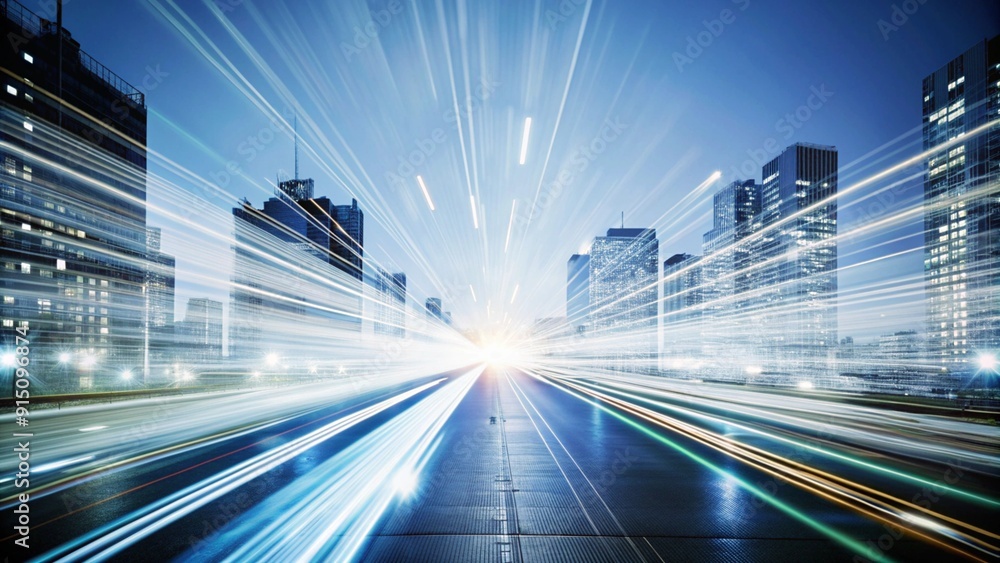 City skyline at night with blurred lights, representing speed, progress, and urban life. City skyline at night with blurred lights, representing speed, progress, and urban life.
