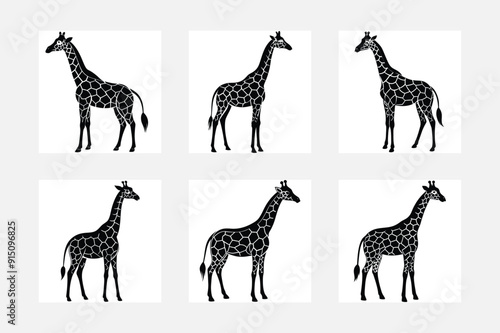 Lovely Minimal Giraffe Silhouette Illustrations      