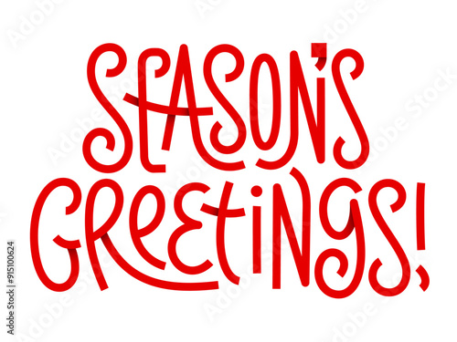 SEASON'S GREETINGS red vector monoline calligraphy banner