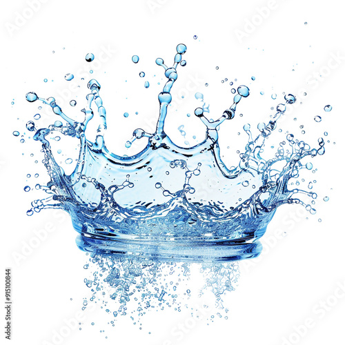 Blue water swirl splash in a crown shape clip art