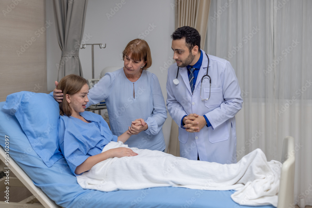 Doctor and Mother Supporting Hospitalized Patient Doctor and Mother Supporting Hospitalized Patient