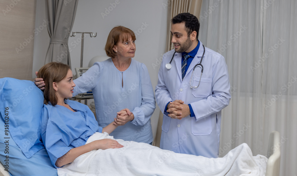 Doctor and Mother Supporting Hospitalized Patient Doctor and Mother Supporting Hospitalized Patient