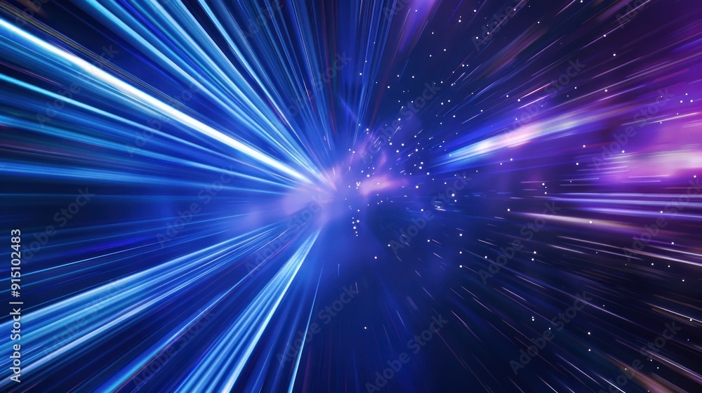 Naklejka premium Abstract Light Trails Through a Starry Galaxy