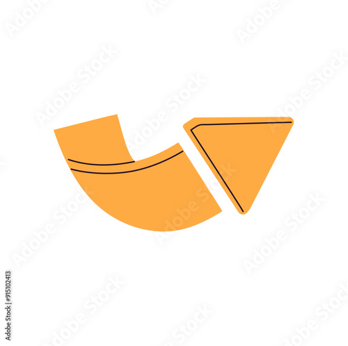 Sign of reversal move. Geometric shape, curved line with cursor showing twist. Bending arrow pointing turn of route, direction. Signpost, way pointer. Flat isolated vector illustration on white