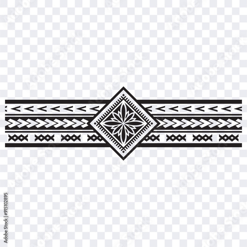 Polynesian tattoo tribal band design. Samoan tattoo tribal ornament border. Decorative seamless pattern.