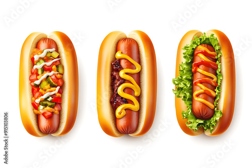 Wallpaper Mural Hotdog vector illustration, hand drawn hot dog illustration, hot dog vector set Torontodigital.ca