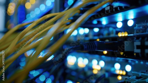 Network Cables Connected to a Server