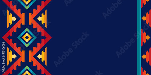 Hispanic heritage month background. Vector banner, poster for social media, networks. Greeting card with copy space. National Hispanic heritage month, ornament pattern on blue background
